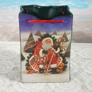 Vintage Ceramic Santa Claus Gift Bag Holiday Decor